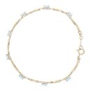 9ct Yellow Gold 0.01ct Diamond And Blue Topaz Bracelet 7.5"