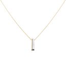 9ct Yellow and White Gold Cubic Zirconia Fancy Bar Pendant and Chain 18"