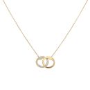Gold Plated Silver Cubic Zirconia Double Heart Cut Out Pendant And Chain 18"