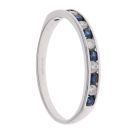 9ct White Gold 0.35ct Diamond And Sapphire Half Eternity Ring