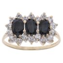 9ct Yellow Gold Sapphire And Cubic Zirconia Cluster Ring