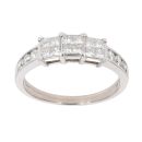 18ct White Gold 0.75ct Princess And Brilliant Cut Diamond Cluster Ring