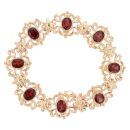 9ct Yellow Gold Garnet Fancy Bracelet 7.5"