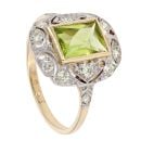 14ct Yellow Gold Peridot And 0.40ct Diamond Ring