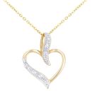 9ct Yellow Gold Diamond Heart Pendant Necklace