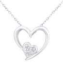 9ct White Gold Diamond Heart Pendant Necklace