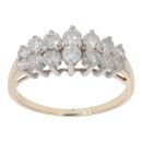 9ct Yellow Gold 1.00ct Brilliant Cut Diamond Two Row Ring