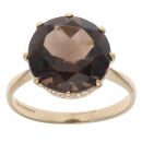 9ct Yellow Gold Smoky Quartz Single Stone Ring