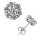Silver Stone Set Cluster Stud Earrings By Icesia