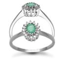 9 Carat White Gold 0.12pts Emerald And Diamond Cluster Ring