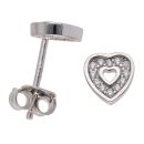 Silver Cubic Zirconia Heart Stud Earrings by Icesia
