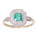 18ct Yellow Gold 0.50ct Emerald and 0.25ct Diamond Cluster Ring