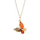 18ct Yellow ﻿Gold on Sterling Silver Baltic Amber Butterfly Pendant Necklace