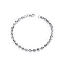 Sterling Silver Rhodium Plated Diamond Cut Oval 7.5" Ladies Bracelet