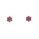 9ct Yellow Gold Ruby Cluster Stud Earrings