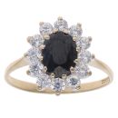 9ct Yellow Gold Sapphire And Cubic Zirconia Cluster Ring