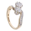 9ct Yellow Gold Cubic Zirconia Two Stone Twist Ring