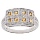 18ct White Gold 0.15ct Diamond And Citrine Cluster Ring