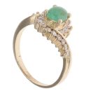 9ct Yellow Gold Jade And Cubic Zirconia Ring