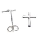 Silver Plain Cross Stud Earrings