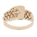 9ct Yellow Gold Three Row Keeper Buckle Ring