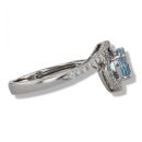 9ct White Gold Blue Topaz And Cubic Zirconia Swirl Ring