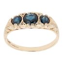 9ct Yellow Gold 0.05ct Diamond And Sapphire Three Stone Ring