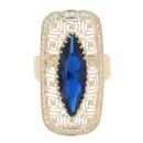 14ct Yellow Gold Blue Gemstone And Cubic Zirconia Ring