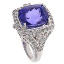 18ct White Gold 0.75ct Diamond And Tanzanite Cluster Ring