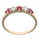9ct Yellow Gold Five Stone 0.20ct Diamond and Ruby Ring