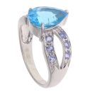 9ct White Gold Blue Topaz And Tanzanite Ring