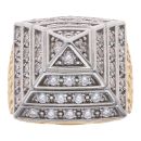 Silver Gold Plated Cubic Zirconia Pyramid Ring