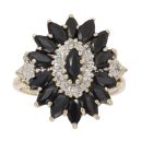 9ct Yellow Gold 0.05ct Diamond And Sapphire Cluster Ring