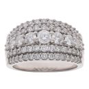 14ct White Gold 2.00ct Brilliant Cut Diamond Five Row Ring