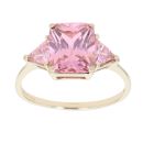 9ct Yellow Gold Pink Quartz Three Stone Ring