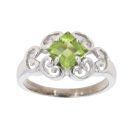 9ct White Gold Peridot Single Stone Ring