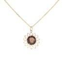 9ct Yellow Gold Smoky Quartz Pendant And Curb Chain 18"