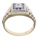 18ct Yellow And White Gold Cubic Zirconia Watch Style Signet Ring