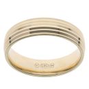 14ct Yellow Gold Striped 5mm Wedding Band