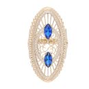 14ct Yellow Gold Cubic Zirconia and Blue Gem Ring