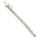 9ct Yellow And White Gold 0.10ct Brilliant Cut Diamond Bracelet 7.5"