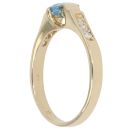 14ct Yellow Gold Cubic Zirconia and Blue Topaz Solitaire Ring