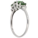 9ct White Gold 0.10ct Diamond and Green Gemstone Fancy Ring