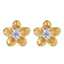 22ct Yellow Gold Cubic Zirconia Flower Stud Earrings
