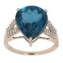 9ct Yellow Gold 0.30ct Diamond And Blue Topaz Ring