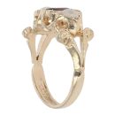 9ct Yellow Gold Garnet and Opal Three Stone Ring