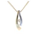 9ct Yellow and White Gold 0.05ct Diamond Pendant and Chain 18"