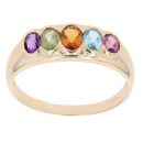 9ct Yellow Gold Amethyst Topaz Citrine and Peridot Ring