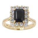 18ct Yellow Gold Sapphire And Cubic Zirconia Cluster Ring