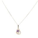 9ct Yellow Gold Amethyst Knot Pendant and Chain 18"